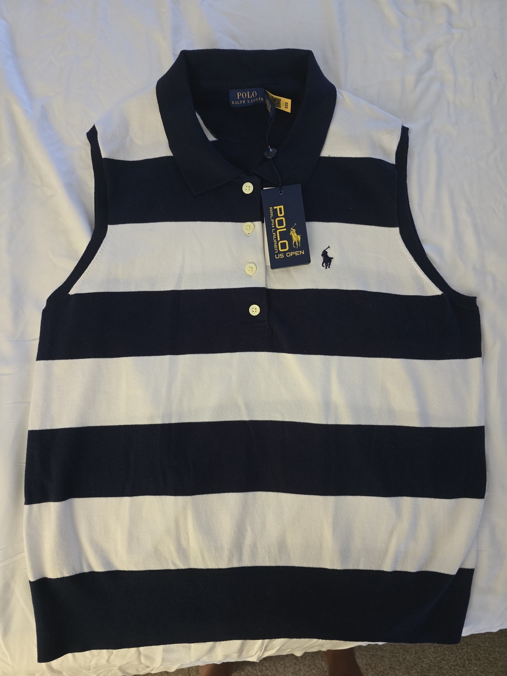 Polo by Ralph Lauren Boys' Navy & White Striped Sleeveless Polo